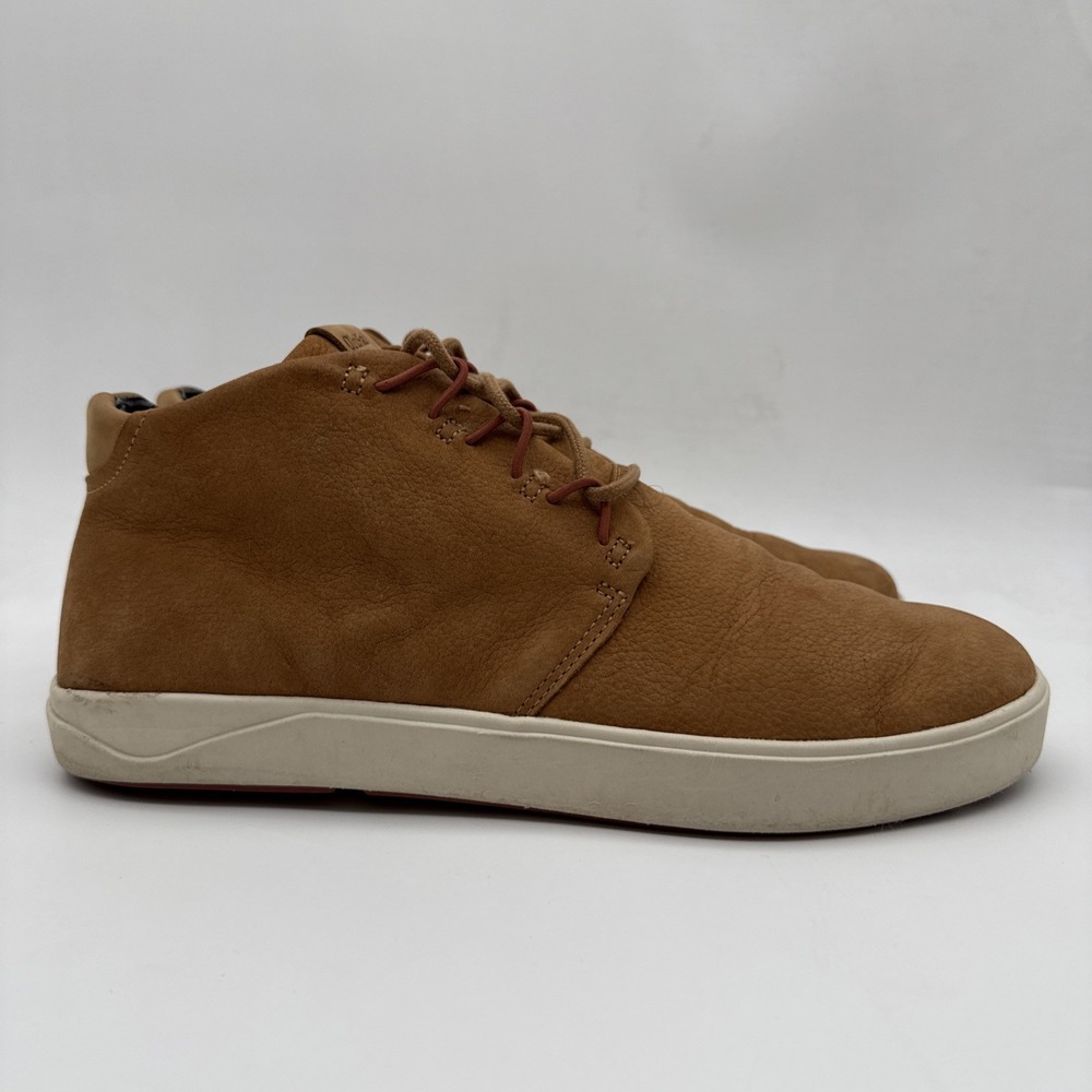 Olukai Mens US SZ 11.5 Nana Hele 10449 Brown Leather Ankle Chukka Boots